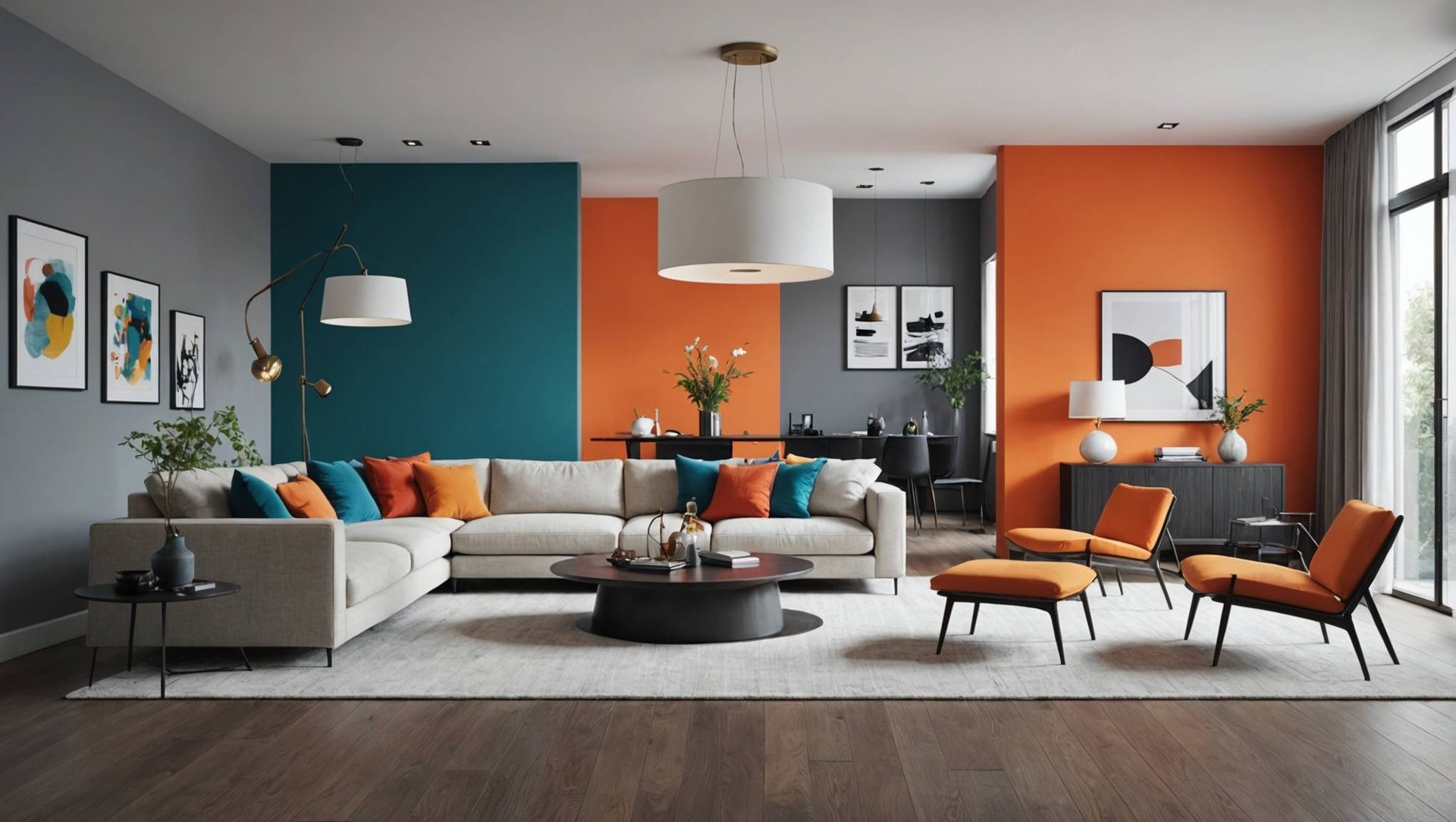 Sala com paredes coloridas